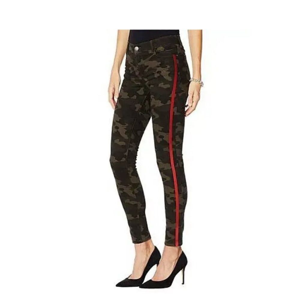 NEW! SkinnyGirl Red Side Tuxedo Stripe Skinny Jeans, Christina Marie - Dark Camo